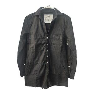 Frank & Eileen Ireland Black Linen Cotton Utility‎ Romper Size XXS New Casual